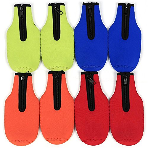 go2buy 8Pcs Beer Bottle Sleeves -Insulators w/Zipper Reversible Colored - Thumbnail 2