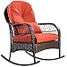 Tangkula Wicker Rocking Chair Outdoor Porch Garden Lawn Deck Wicker Rocker Patio Furniture w/Cushion (Colourful Cushion)