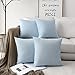 Home Brilliant Lined Linen Cushion Covers Set of 2 Decorative Throw Pillow Covers for Bench, 18 x 18 inch, Light Blue