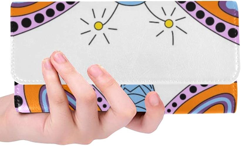 Unique Custom Butterfly Spots Insects Art Orange Black Blue Women Trifold Wallet Long Purse Credit Card Holder Case Handbag