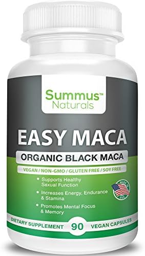 Summus Naturals Organic Black Maca – Boost Sexual Performance &amp; Stamina, Increase Mental Focus, Energy &amp; Memory – 100% All Natural, Vegan, Gluten Free, Soy Free &amp; Made in USA