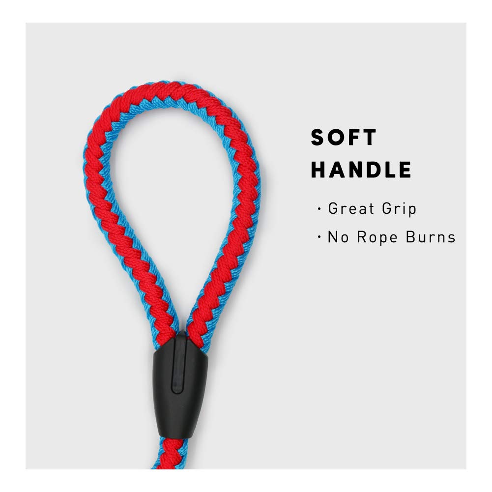 Nuheby Heavy Duty Dog Leash for Large Dog Woven Nylon Durable Round Rope Training Leash 4 Feet Long x 3/4 Inch Thick with Padded Traffic Handle for Dog Walking Lead (Red)