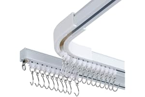 Room divider Ceiling Track set for Curtains with hooks, Corner Connectors(Set of 2) and top brackets Curtain Rail System (9-1