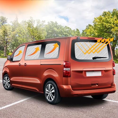 Opaltool 8 x Car Interior Sun Shades Suitable for 2017-2026 Citroen Dispatch, Folding Thermal Blinds Kit for Privacy and Thermal Regulation in Camper Vans