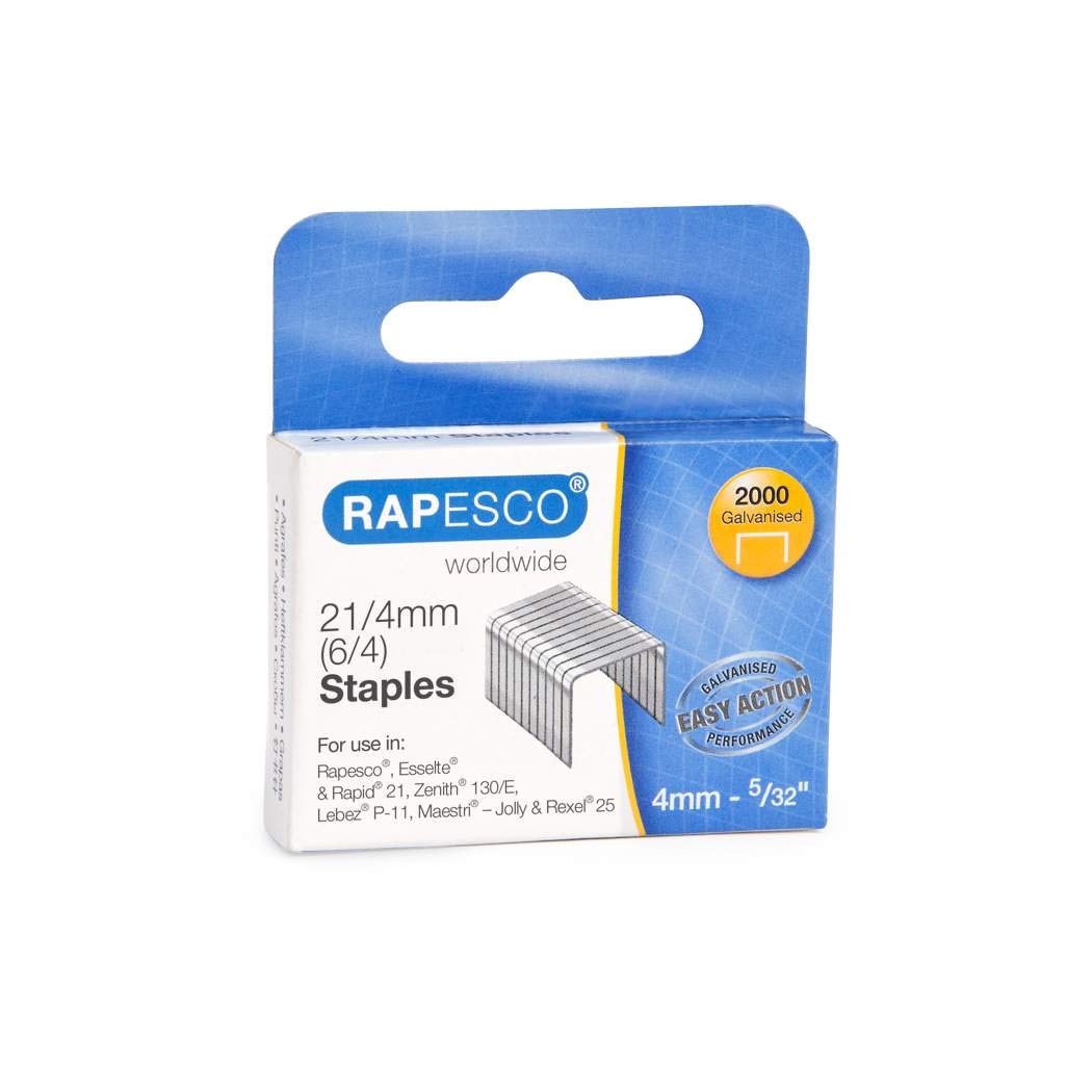 Rapesco 1367 Type 21/4 mm Galvanised Staples, Pack of 2000