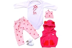 OHIJGN Reborn Baby Clothes Reborn Dolls Clothes for 17-22 Inch Newborn Baby Doll Girl, Baby Doll Clothes Outfit Accessories fit 17-22 Inch Reborn Baby Doll Girl【Giraffe Pattern 5pcs Set】