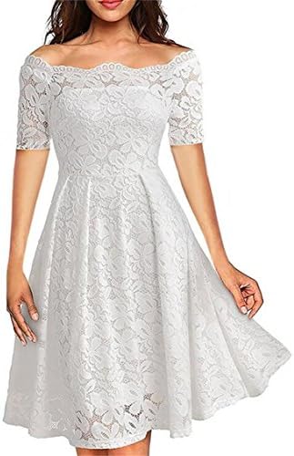 Elegant Women's Off Shoulder Lace Cocktail Wedding Party Dress …