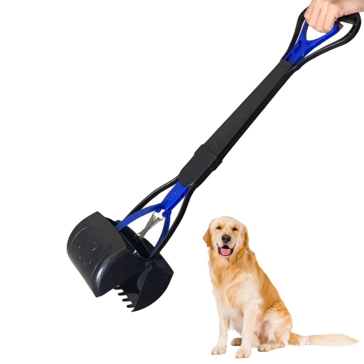 JINGUWU Dog Pooper Scooper, 28 Inch Long Handle Walking Poo Remover Grabber Picker for Clean Up Medium and Large Dogs Animal Waste or Garden Garbage, No Need To Stoop