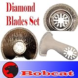 Bobcat TM Set of 3 Diamond Semi Round / V-cut Grout Tile Cut Oscillating Multi Tool Saw Blades for Fein Multimaster Bosch Multi-x Craftsman Nextec Dremel Multi-max Ridgid Dremel Chicago