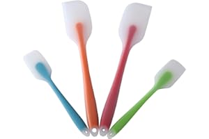HiramWare Silicone Spatula Set of 4 - Heat Resistant Flexible Spatula 450F with Stainless Steel Core - Food Grade Premium Goo