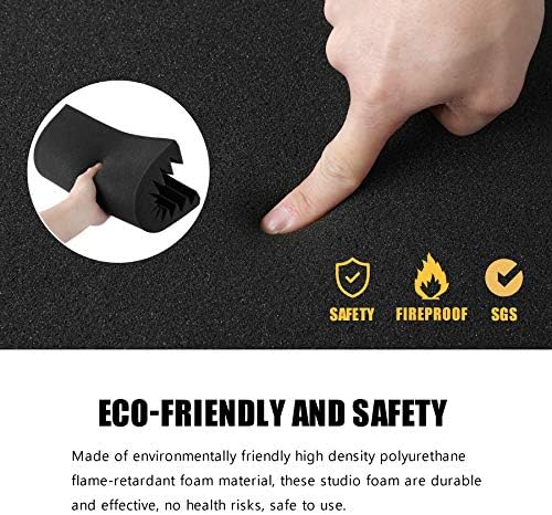 Acoustic foam panels in wedge design for sound absorption.