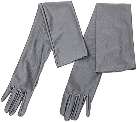 Telamee 2017 Long Opera Length Gray Glove with Finger Bridal Gloves for Juniors