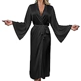 WADAYUYU Long Robes for Women Satin White Robe Soft Lightweight Bathrobe, Elegant Sleepwear for Bride & Everyday Lounge