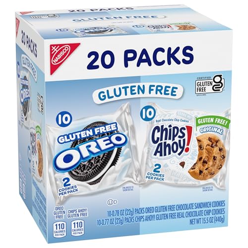 OREO CHOCOLATE SANDWICH COOKIES & CHIPS AHOY! CHOCOLATE CHIP COOKIES GLUTEN FREE COOKIES VARIETY PACK, 20 SNACK PACKS