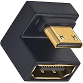 Duttek 8K 180 Degree Mini HDMI to HDMI Adapter, UHD Up Angle Mini HDMI Male to HDMI Female Adapter 48Gbps, HDMI to Mini HDMI 
