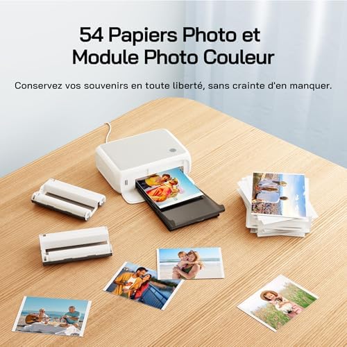 Imprimante Photo instantanée de 54 Feuilles (4 x 6 Pouces), Prend en Charge la Connexion Wi-FI, Applications de retouche Photo créatives pour Smartphone