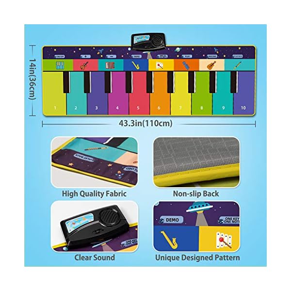 Joyjoz-Kids-Music-Mat-with-100-Sounds-Piano-Dance-Mat-Upgraded-4-Modes-Children-Keyboard-Mat-Instruments-Musical-Playmat-for-Kids-Boys-Girls-11036cm Joyjoz Kids Music Mat with 100+ Sounds, Piano Dance Mat Upgraded 4 Modes, Children Keyboard Mat Instruments Musical Playmat for Kids Boys Girls (110*36cm)