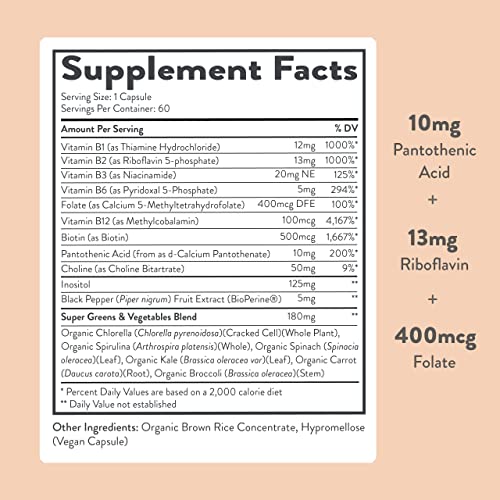 Vegan Vitamin B Complex Whole Food Blend with Essential B Vitamins B1