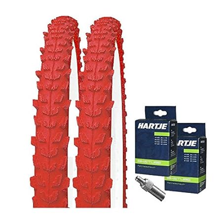 SET: 2 x Kenda K829 ROT farbige Fahrrad MTB Reifen 26x1.95 + SCHLÄUCHE Blitzventil