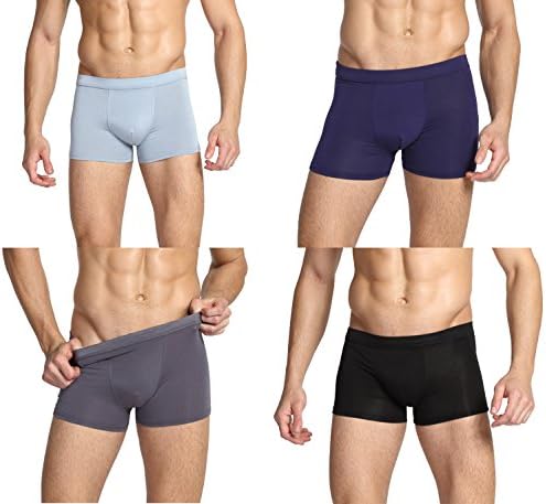 Kseey Men's 4-Pack Mix Bamboo Charcoal Fiber fashion The elastic Soft boxer shorts Underwear Trunk M