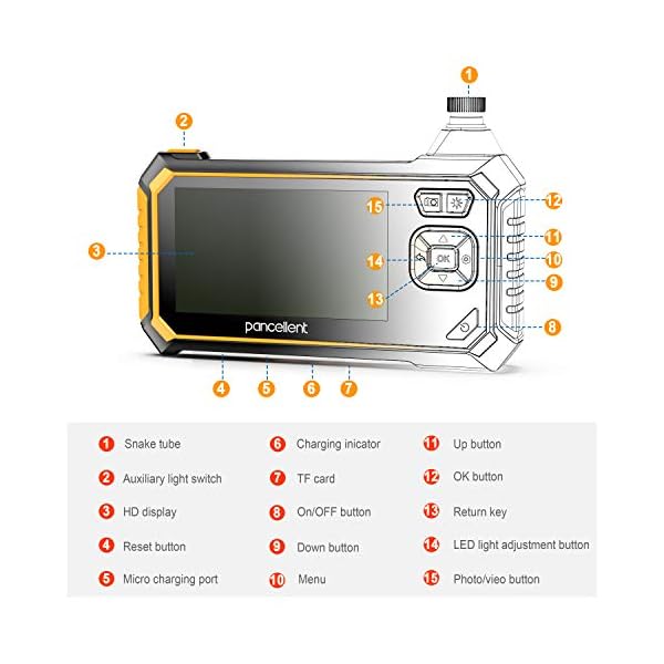 Pancellent Digitales Industrie Endoskop 1920X1080P, Videoscope Endoskop mit wasserdichter IP67-Kameraprüfung, 4,3-Zoll… – Bild 7