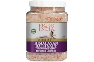 Pride Of India - Himalayan Pink Bathing Salt - Enriched w/Lavender Oil and 84+ Natural Minerals, 2.2 lbs Jar - Bath Salts, Ba