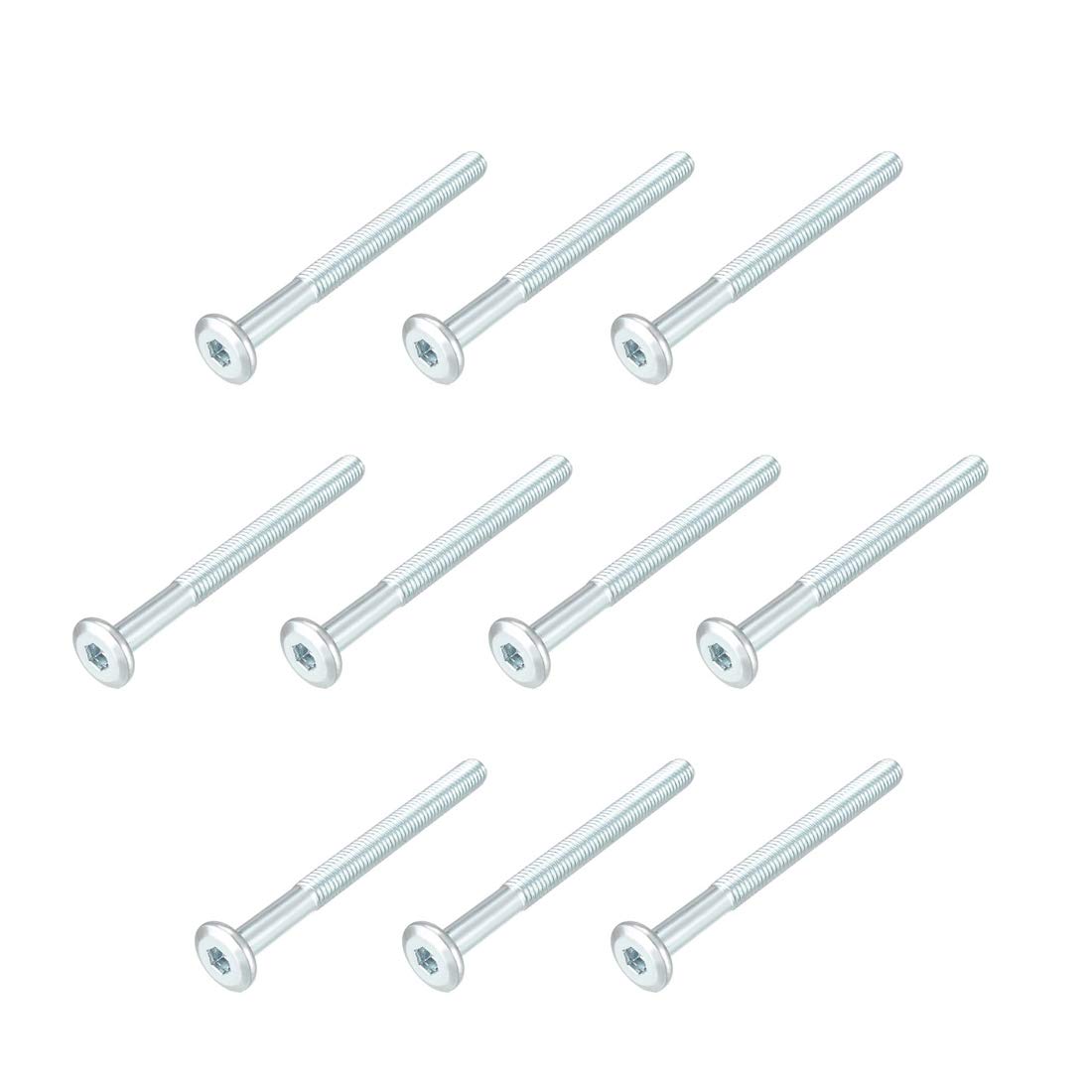 sourcing map M6x80mm Furniture Screw Hex Socket Cap Machine Screws Zinc Plated Fasteners Bolts Half Thread Carbon Steel 10Pcs