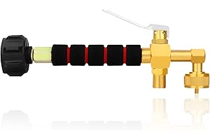 FOINWER Updated Propane Fitting Refill Adapter Valve for 1LB Gas Bottle Refillable Tank Cylinders,QCC Valve Connector,Brass/Metal,CGA600 Valve Connector, 9"Adapter length, safety Propane Refill Adapter Valve