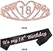 MEANT2TOBE 18th Birthday Sash and Tiara for Women - Fabulous Set: Glitter Sash + Gravity Rhinestone Pink Premium Metal Tiara, 18th Birthday Gifts for Women Party, 18Th Birthday Sash Rose Gold