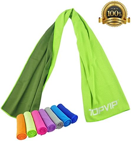 TOPVIP Cooling Sport Towels Instant Cooling Towel for Hiking Camping Travel Outdoor Workers Sports Athletes Baby Dogs Care Fitness Tennis Golf Yoga&amp;More Chilling Relief Quick Dry by (Green)