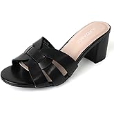 J. Adams Nori Mules for Women - Leather Slip On Heeled Sandals