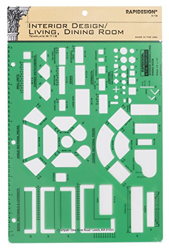 Rapidesign Interior Design Template for Living/Dining Rooms, 1 Each (R718)