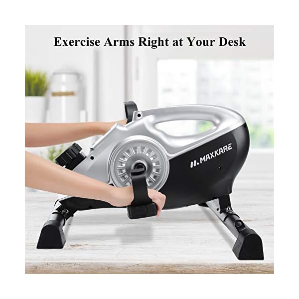 MaxKare-Magnetic-Mini-Exercise-Bike-Under-Desk-Elliptical-Stationary-Cycle-Pedal-Exerciser-with-LCD-Monitor-for-Leg-and-Arm-Recovery-for-Men-and-Women-at-Home-and-Office-Resistance-Bands-Included MaxKare Magnetic Mini Exercise Bike Under Desk Elliptical Stationary Cycle Pedal Exerciser with LCD Monitor for Leg and Arm Recovery for Men and Women at Home and Office (Resistance Bands Included)