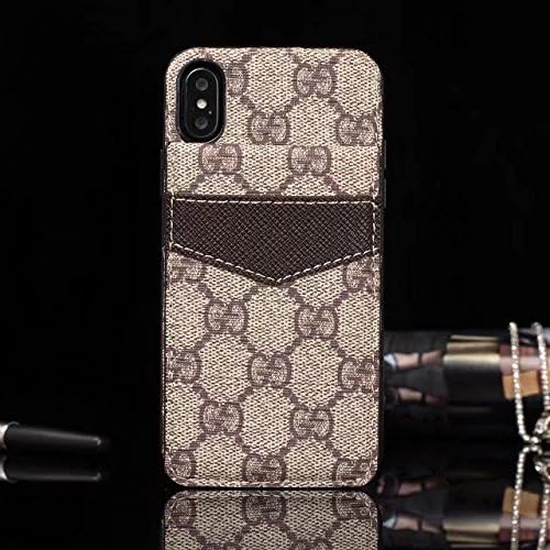 iPhone X Case - US Fast Deliver Guarantee FBA- New Fashion Elegant Luxury PU Leather Monogram Style Cover Case For Apple iPhone X (Brown)