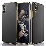 LOHASIC Leather Case for iPhone XR, Luxury Slim Fit Flexible Soft Full Body Grip Hybrid Bumper Shockproof Protective Cover Cases Compatible with Apple iPhone XR (2018) 6.1 inch - Black