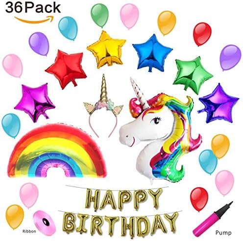Rainbow Unicorn Balloons Birthday Party Supplies for Kids Birthday Decorations, Baby Shower Decorations