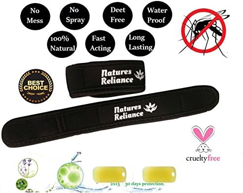 Mosquito Repellent Bracelet New from Natures Reliance | All Natural Unique Oil Combo that Works! | CDC Approved Oil of Lemon Eucalyptus | Adjustable Wristband Bracelet for Adults &amp; Kids | 2x Refills