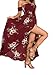 SVALIY Women Floral Off The Shoulder Split Chiffon Maxi Beach Dress Wedding Party (M, Red Wine)