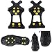 Isafish 10 Steel Studs Ice Cleats Ice & Snow Grips Over Shoe/Boot Traction Cleat Rubber Spikes Anti Easy Slip On XL