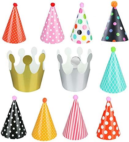 超お得お誕生日用帽子各種１１個セット 王冠 三角帽子 クラウン 誕生日お祝い 飾り 簡単 手作り バースデーパーティーハット