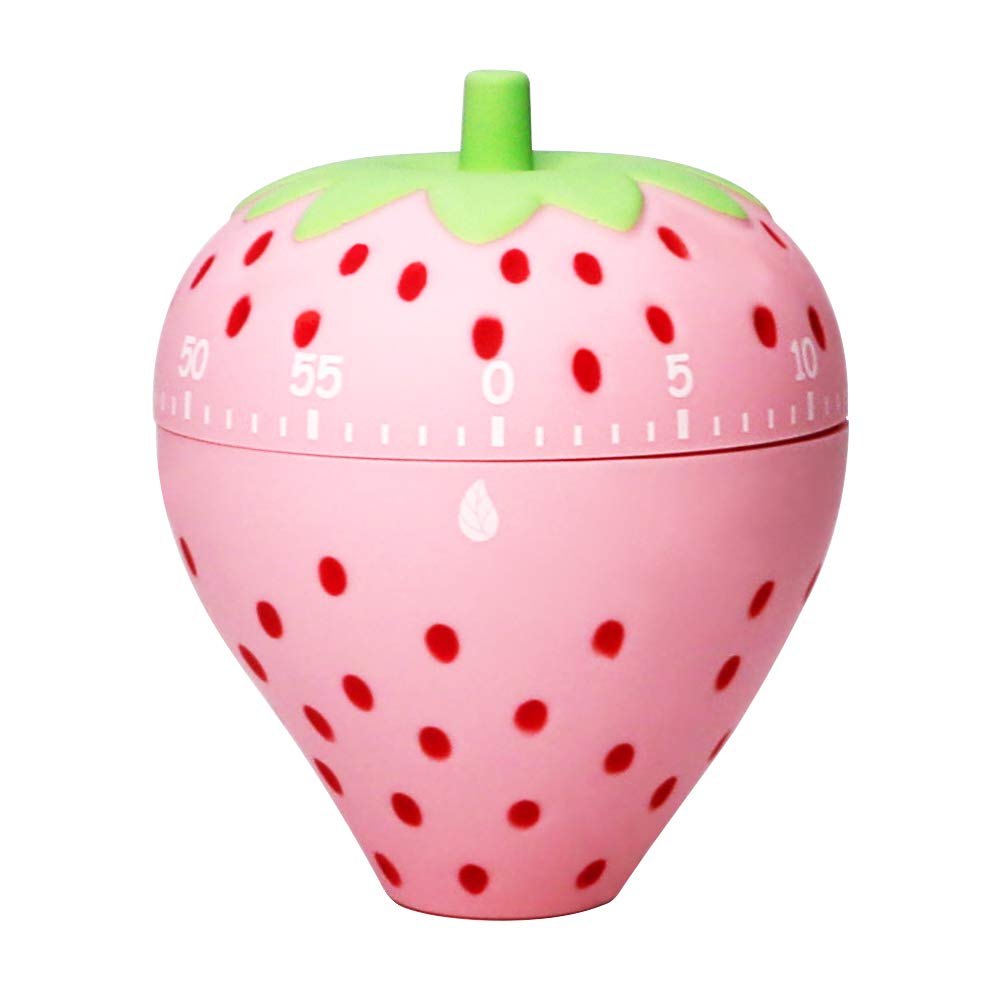 Photo 1 of Cute Fruit Cookie Kitchen Timer | Novelty Manual Cooking Alarm | Fun Shaped Mechanical Strawberry Windup for Home Desktop Decor
