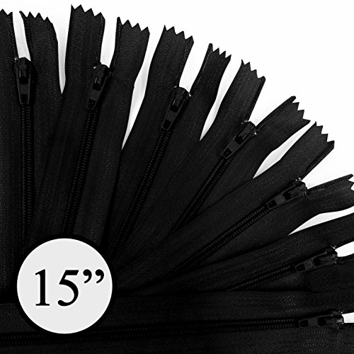 image for KGS Nylon Zippers for Sewing Crafts | Size: 15 Inch | Color: Black | 2