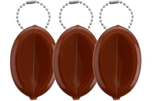Oval Rubber Coin Purse Change Holder Made in U.S.A. For Men/Woman With Chain Pouch Made By Nabob Leather (Brown 3 Pack)