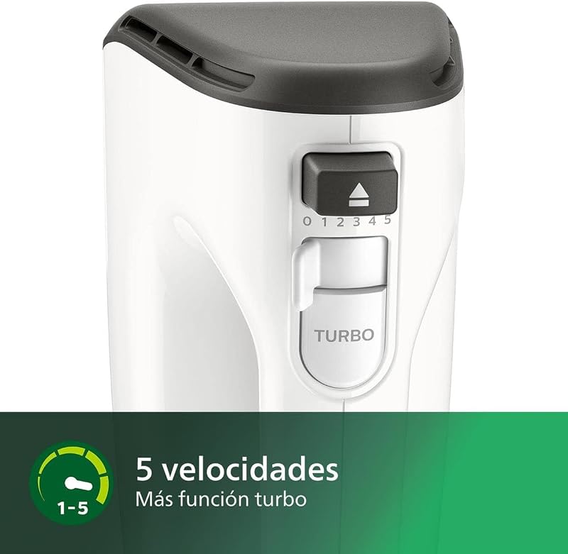 Serie 5000 Batidora - Motor de 450 W, 5 Velocidades y Turbo, Mezcla Fuerte y Eficaz, Vaso de Forma Cónica, Fácil Expulsión, Gris Cachemira (HR3741/00) — foto 5 de 6