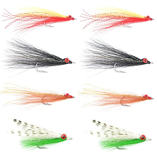 UPC 767872624702, The Fly Fishing Place Clousers Minnow Fly Fishing Flies Assortment - Collection of 8 Saltwater and Bass Flies - Hook Size 1/0