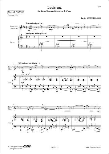 PARTITION CLASSIQUE - Louisiana - P. BERNARD - Saxophone Ténor ou Soprano et Piano