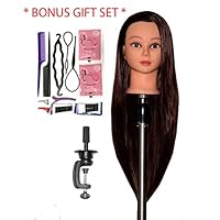 Zvena Beauty 30 " Cosmetology Mannequin Manikin Training Head Synthetic Fiber with Clamp (JORY+C+GIFT)