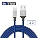 Micro USB Cable (Kabel Leader) Denim Braided (2 pack)High Speed 6ft Flat Micro USB 2.0 Sync and Charge Data Cable for Samsung Galaxy S7 S7 Edge Nexus LG HTC Android Smart Phones and More (Blue)