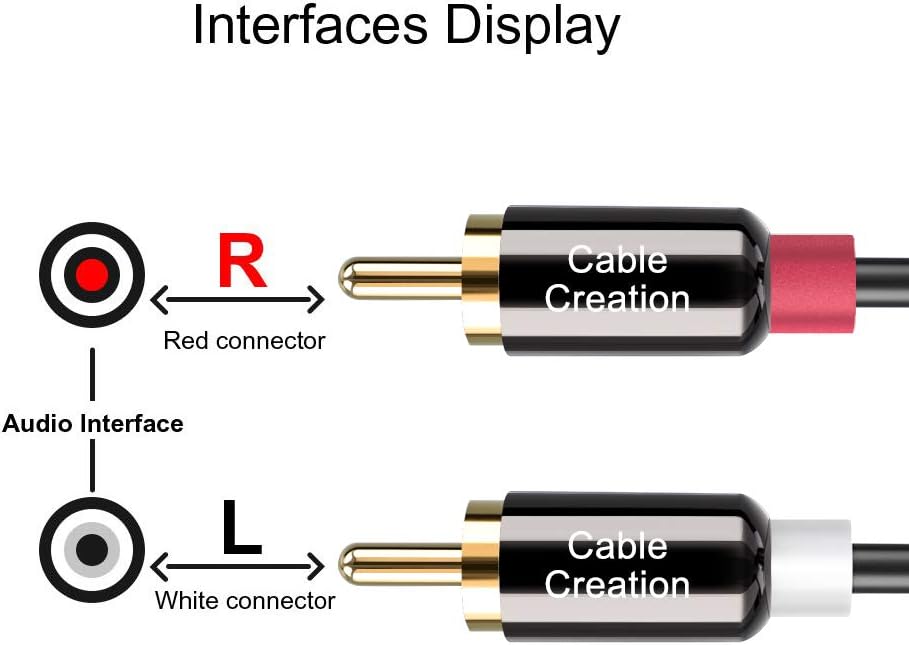 RCA Cable,CableCreation 10FT 2RCA Male to 2RCA Stereo Audio Cable Gold-Plated Compatible with Speaker, AMP,Turntable,Receiver,Home Theater, Subwoofer,Double Shielded,3M: Home Audio & Theater