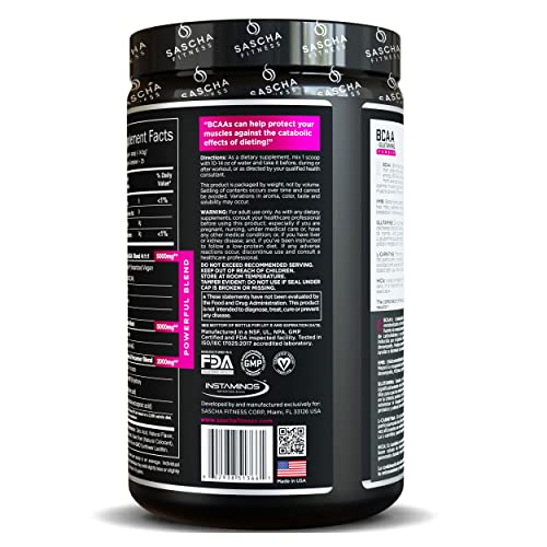 Sascha Fitness BCAA 411 + Glutamine, HMB, LCarnitine, HICA Powerful and Instant Powder